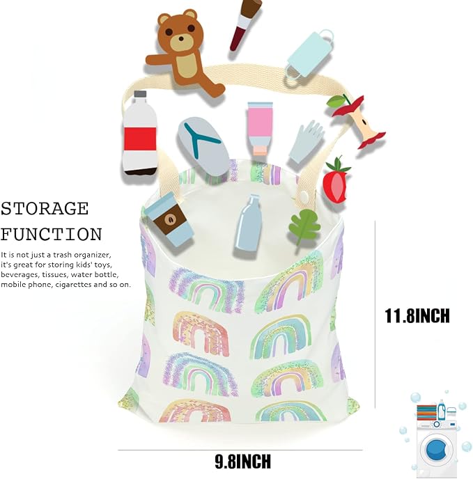 Car Trash Bag Car Garbage Bag Hanging Cars Trash Can, Waterproof Cars Back Seat Organizer for Vehicle Travelling Campingg Boho Rainbow Decor Party Favors