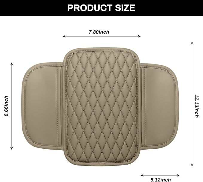 Car Center Console Cover Upgraded Microfiber Leather Car Arm Rest Cover with 2 Storage Bags Universal Armrest Cover for Car Storage Box Car Interior Accessories Protector for Most Vehicle-Beige
