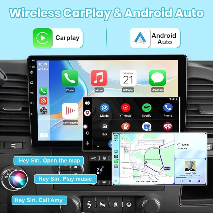 Android Car Stereo for Chevy Silverado Tahoe GMC Sierra 2007-2013 | Wireless CarPlay & Android Auto, HD Touchscreen, Backup Camera, WiFi, GPS, SWC - 2GB+64GB