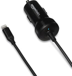 MFi Certified 12W (5V, 2.4A) Car Charger with Lightning Cable for iPhone and Apple Devices, 3 ft, Black