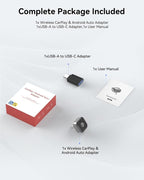 2026 2-in-1 Wireless CarPlay & Android Auto Adapter, Ultra Mini Dongle Converts Wired to Wireless, WiFi 6 & Bluetooth 5.4, Plug & Play Stick for Cars with Factory Wired System, Low Latency