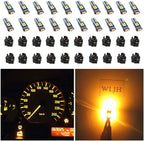 74 Led Bulb Dash Lights Super Bright T5 2721 37 286 Wedge PC74 Twist Socket Automotive Instrument Panel Gauge Light Kits Cluster Shift Indicator Bulbs Amber Yellow Pack of 20