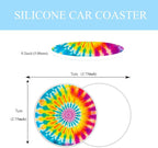 Rainbow Steering Wheel Covers Anti-Slip and Practical 14.5-15 Inch Universal Car Steering Wheel Cover with 2 Pieces Car Coasters Suitable for Men Women