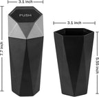 Car Trash Can with Lid, Easy to Clean, Diamond Design Small Automatic Portable Trash Can, Used in Car Home Office Interior Accessories, 2PCS(Silver)