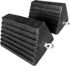 Rubber Wheel Chock, Large 10" x 8" x 6" Heavy Duty Tire Stop with Non Slip All Weather Grip, Oil Resistant Rubber Block with Steel Eyebolt for Vehicle and Trailer Safety (80681) (Pack of 5)