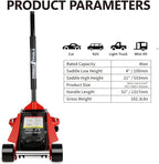 4 Ton Low Profile Floor Jack, Heavy Duty Floor Jack with Dual Pistons Quick Lift Pump, Steel Car Jacks Adjustable Height 4"-21", Hydraulic Trolley Floor Jacks 4 Ton/8000 LBS Capacity, Red
