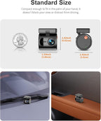 2K Tiny Dash Cam, 1296P QHD Mini Car Camera DashCam - Voice Control, G -Sensor, Free 32GB TF Card, Built-in WiFi, APP Control, WDR/3D DNR with Super Night Vision, 24H Parking Mode
