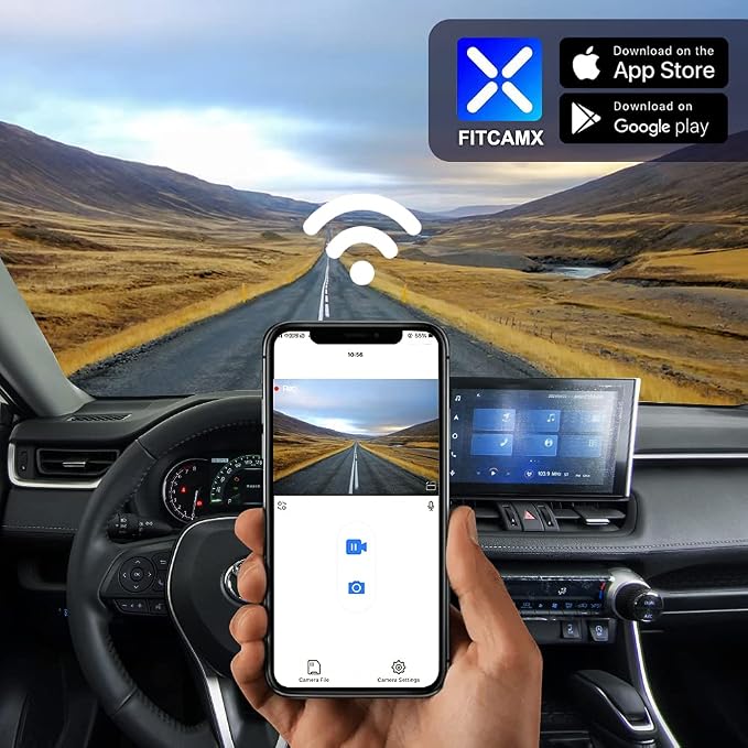 Front 2K+Rear 1080P Dash Cam Adapts for Toyota RAV4 2019-2021 (Model A, No Vents) & Prime Plug-in Hybrid, OEM Look, Dual HD Video, WiFi & APP, Loop Recording, G-Sensor, Easy to Use, 64GB Card