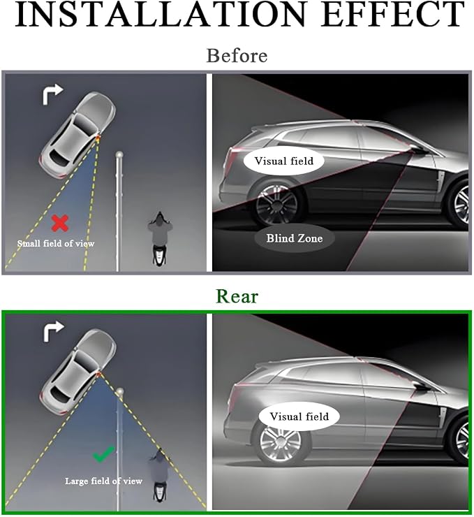 2 PCS Car Blind Spot Mirror, Round HD Glass Convex 360° Rotating Wide Angle Side Mirror, Frameless Car Blindspot Mirror with Self Adhesive for Larger Image and Traffic Safety
