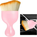 Car Detailing Brush, Curved Soft Bristles Auto Removal Dust Collectors, Universal Vehicle Dashboard, Air Conditioner Vents etc Interior Cleaning Tool Accessories (Pink)
