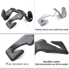 Car Hooks Universal Car Vehicle Back Seat Headrest Hanger Holder Hook Microfiber Leather & Stainless Steel for Bag Purse Cloth Drink Grocery (Brown)