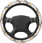 Cute Cat Steering Wheel Cover for Women, Universal Auto Steering Wheel 14-15 Inch Car Interior Accessories with 2PCS Car Coasters, Suitable for Men and Women