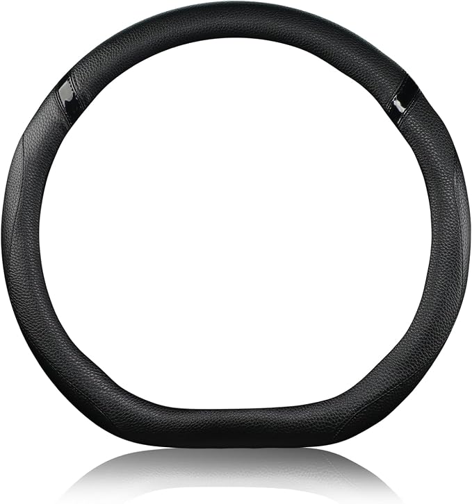 D-Shaped Flat Bottom Steering Wheel Cover for Women Girl - Stylish Car Accessory (Full Black)