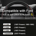 Customized Auto Car Steering Wheel Cover for Ford F-150, F-250, F-350, Expedition(Diamond Quilted - Black+Red)