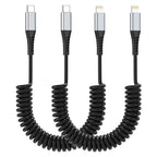 Coiled USB C to Lightning Cable, 2 Pack Retractable iPhone Charging Cable for Car, 3FT USBC to Lightning Cable for iPhone 14 13 12 11 Pro Max Mini 10 8 7 Plus XR XS SE, AirPod