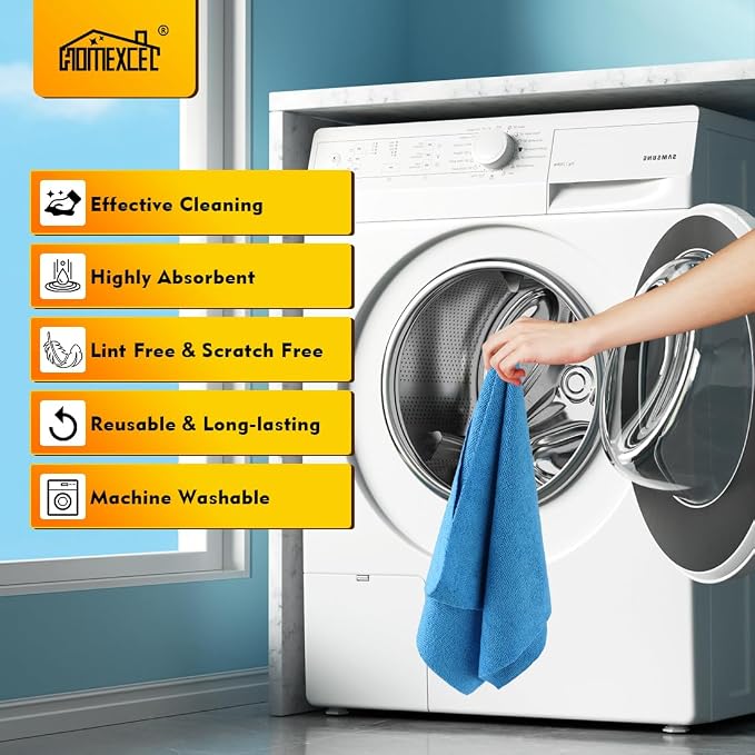 Blue Microfiber Cleaning Cloths 100 Pack, Reusable Cleaning Rags Shop Towels - Bulk Multipurpose Microfiber Towels, Lint Free Cleaning Towels for Car, House & Kitchen, 11.5 x 11.5 inch