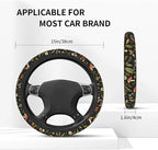 Vintage Mushroom Steering Wheel Cover Universal 14.5-15 Inch, Non-Slip Retro Mushroom Car Accessories for Women Men