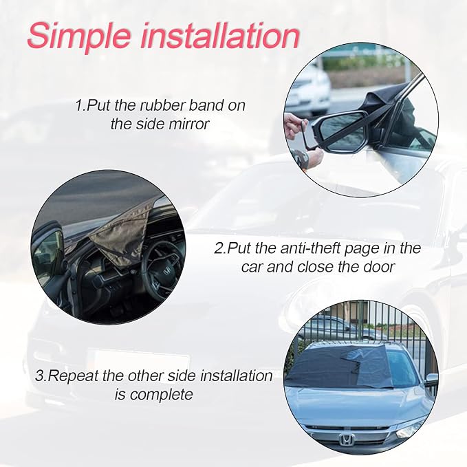 Car Magnetic Windshield Snow Cover for Ice, All Weather Application Windshield Cover, Snow and Wiper Protector for Most Cars, SUVs, Vans, Winter Car Front Window Accessories