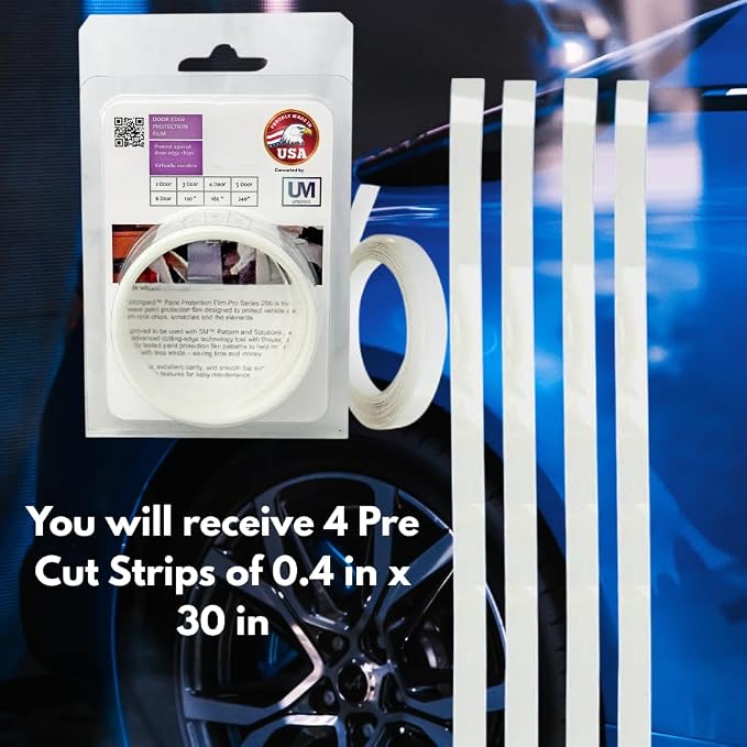 Door Edge Paint Protection Film, Car Door Handle Cup, Scotch Guard, Mini Knife, Squeege Cloth PPF Precut, Universal Fit, Protector, SelfHealing Scratch (Door Edge/Clear/4-Doors)