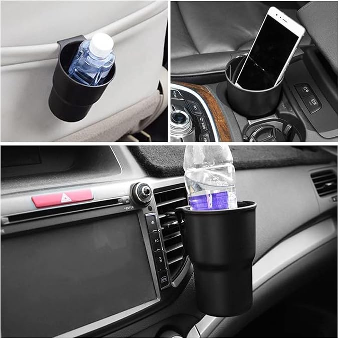 Car Cup Holder Hook, Wear-Resistant Auto Drink Holder 3.54'' Caliber Window Door Cup Holder with Ventilation Clip for Coffee Water Bottles Key Coin