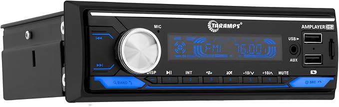 Amplayer G2 Bluetooth Car Stereo Single DIN Media Receiver with Built-in 400W RMS Amplifier, 4 Channels, USB, SD, FM Radio, Hands-Free Calling, Audio Processor & RGB LED Control