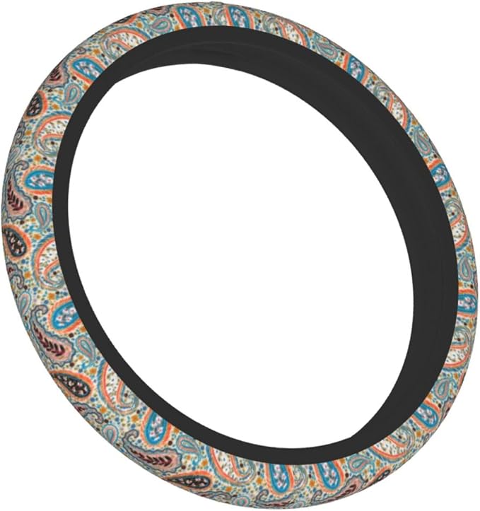 70s Disco Shirt Paisley Steering Wheel Cover Car Accessories Cute for Women Girls Girly Universal 15 Inch Neoprene Auto Interior Decor Anti Slip Car Truck Protector