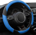 Black and Blue Microfiber Leather Steering Wheel Cover，Universal 15 inch Steering Wheel Covers for Car Truck SUV，Breathable, Anti Slip & Odor Free(Black+Blue)…