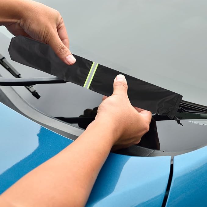 2Pcs Wiper Blade Protectors, 25.5x3.9in Polyester Car Windshield Wiper Covers, 210D Waterproof Rain and Bird Droppings RV Windshield Cover for Cars SUVs and Trucks