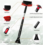 42" Extendable Snow Brush & Ice Scraper for Car Windshield, Heavy Duty 180° Pivoting Black Cleaning Broom for Auto SUV Truck, Detachable Snow Removal Tool with Telescoping Aluminum Rod