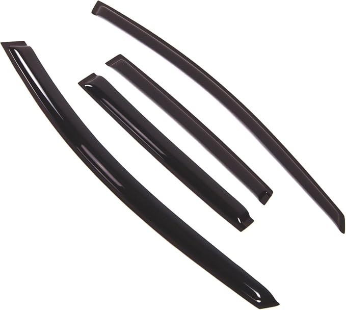 WD2-360 Dark Smoke 4 Pcs Set Window Visor (Outside Mount) Deflector Rain Guard Compatible with 2007-2011 Nissan Versa Sedan
