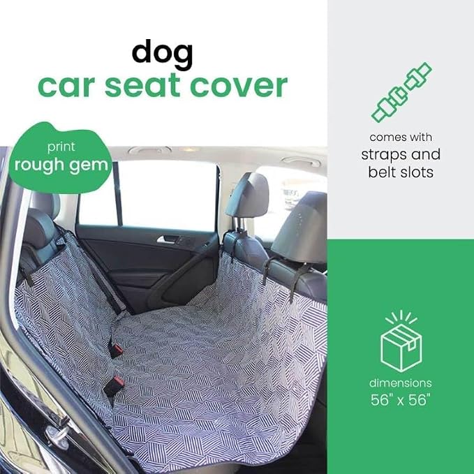 3-in-1 Back Seat Cover for Dogs, 100% Cotton Canvas Back Seat Hammock with Headrest Straps, Belt Slots, & Anchors, Non-Skid Cargo Area Cover, Machine Washable, No Harmful Chemicals, 56"x56"