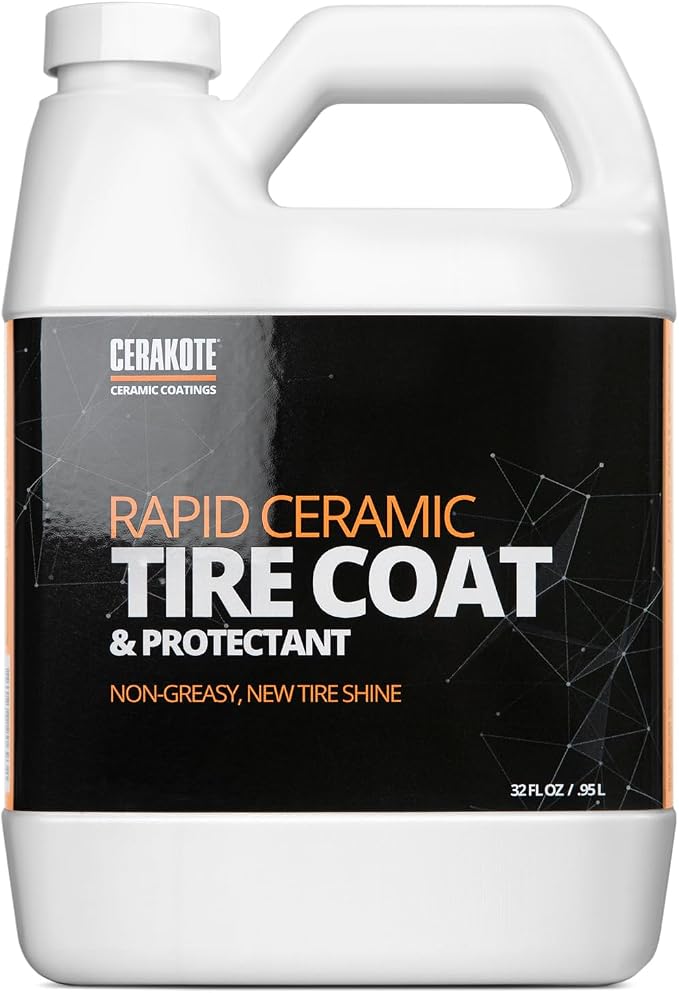 Rapid Ceramic Tire Coat - Long-Lasting Deep Black Tire Shine | Lasts up to 10X longer than traditional tire dressings with a natural satin and a no-sling ceramic finish. Car, truck, & SUV
