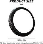 Car Steering Wheel Cover, 14.5-15inch Leather Anti-Slip Car Wheel Cover Protector, Safety Comfortable Desgin, Universal Auto Steering Wheels Accessories for Cars Truck SUV (Black)