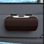 Sunglasses Holder for Car Sun Visor, Protective Automotive Eyeglasses Storage Case Hanger, Soft Vehicle Interior Glasses Organizer Box Accessories, Universal for SUV Sedan Truck (Brown)