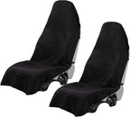 2PCS Terry Cloth seat Cover Universal Waterproof Car Sport Towel Seat Cushion Non-Slip Sweat-Absorbent Towel Cloth Suitable for Gym Workout, Universal Fit for Car SUV Van-Black