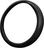 Car Steering Wheel Cover, Durable Leather Cover with Anti-Slip Lining, Breathable Auto Wheel Cover Protector, Universal 15 Inch Anti-Slip Steering Wheels for Men & Women (Black)