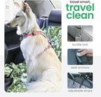 3-in-1 Back Seat Cover for Dogs, 100% Cotton Canvas Back Seat Hammock with Headrest Straps, Belt Slots, & Anchors, Non-Skid Cargo Area Cover, Machine Washable, No Harmful Chemicals, 56"x56"