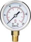 200 Psi Pressure Gauge, 2" Dial Size, 1/4 NPT Lower Mount, Waterproof, Stainless Steel Case, for Water Filter Pneumatic Regulator Air Compressor Tire Pressure Test