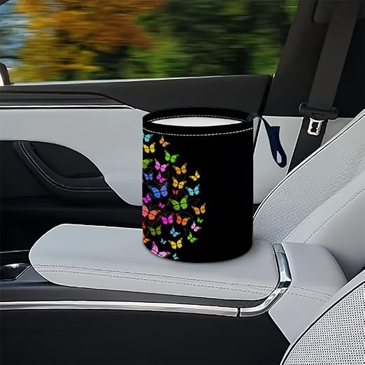 Portable Reusable Waterproof Car Trash Bin, Multipurpose Vehicle Organizer, Road Trip Essentials (Butterfly)