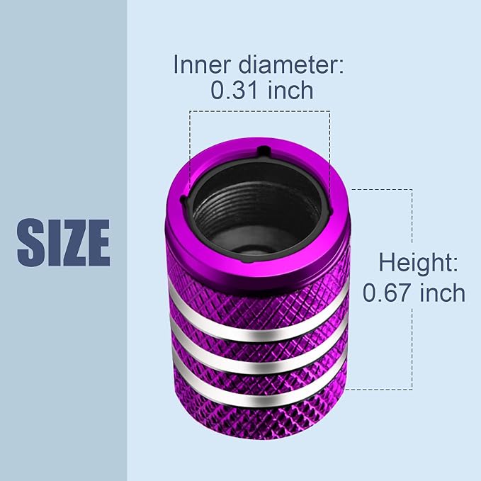 Tire Valve Stem Caps Cover - (5 Pack) Tire Air Caps Metal with Plastic Liner Corrosion Resistant Leak-Proof Dog Paw Print for Car Truck Motorcycle Bike Purple