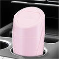 Car Trash Can Bin with Lid, Leakproof Portable Garbage Trash Bin Mini Cup Holder Organizer, Automotive Interior Dustbin Multipurpose Storage Container for Car Home Office (Pink)