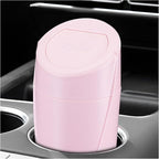 Car Trash Can Bin with Lid, Leakproof Portable Garbage Trash Bin Mini Cup Holder Organizer, Automotive Interior Dustbin Multipurpose Storage Container for Car Home Office (Pink)