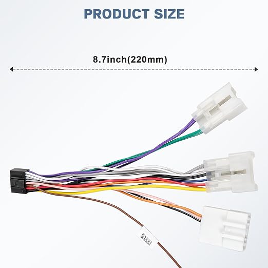 Car Stereo Wiring Harness Adapter for Toyota | 16Pin Android Radio Wire Harness Compatible wtih Highlander RAV4 Camry Corolla Land FJ Cruiser Yaris No JBL Amplifier&Canbus