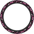 Pink Flamingos Elastic Steering Wheel Cover Non-Slip Breathable Steering Wheel Protector Fit Auto, Suvs, Truck