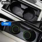 Mandark 4PCS Car Cup Holder Coasters, 2.75 Inch Non-Slip Insert Water Bottle Holder Pads, Dustproof Automotive Interior Accessories Mat, Universal for Vehicles, Trucks, RVs and More (Black/Green)