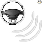 3pcs Carbon Fiber Anti-Skid Steering Wheel Cover, Waterproof & Segmented Butterfly Design, Universal 99% Vehicle Wheel Cover Protector, Car Interior Accessories (White-3pcs)
