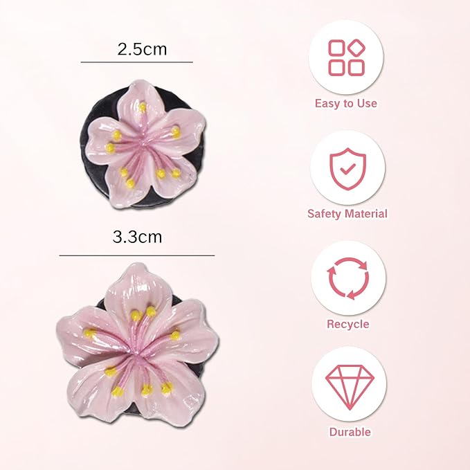 4PCS Cute Car Vent Clips Flower | Air Vent Clips Hawaiian Hibiscus and Cherry Blossom Car Accessories Aesthetic Interior Decor for Women Peach Blossom, Pink