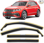 in-Channel Window Rain Guards Fit for Volkswagen VW Tiguan 2018-2024 Rain Guard Extra Durable Side Window Deflectors Window Visor Vent Visors Vent Shades Exterior Car Accessories