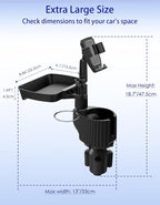 Car Cup Holder Tray - 4 in 1 Car Cup Holder Expander with Metal Cupholder, Adjustable Food Tray and Phone Mount for All Purpose, Automotive Essentials for Driver and Front Passenger