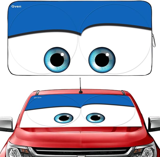 Truck Windshield Sun Shade for Car Windshield Cover Interior Front Window Shades Sun Visor Protector Blocks UV Rays Must-Have Truck Accessories for Pickup, SUV, Sedan, Van, Bonneville (Blue, XL)